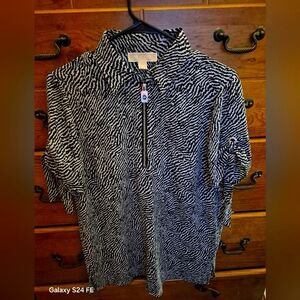 MICHEAL korrs Black and White Zebra Print Top,